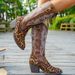 Women's Shoes Large Size Leopard Print Thick Heel High Top Cotton Boots Women Autumn And Winter New Embroidered High Top Fashion Snow Boots_vogvips.com
