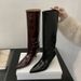 Women's Shoes Wedge Heel Wide Barrel Knight Boots Autumn And Winter Simple Temperament Plus Velvet High Boots Long Boots Not Over The Knee Boots_vogvips.com