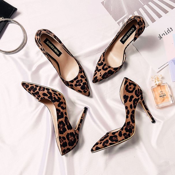 Spring And Autumn New Leopard Pattern Pointed High Slim Heels Style Sexy Women S Shoes_vogvips.com