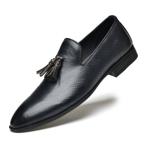 Wedding Model First-layer Shoes, Python Pattern First-layer Men's Driving Beanie Shoes, Small Leather Shoes_vogvips.com