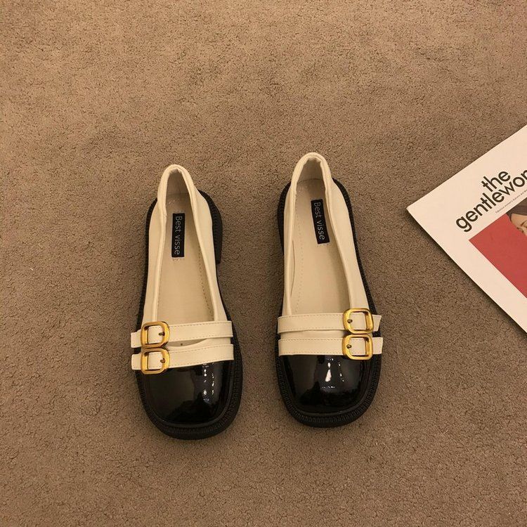 Mary Jane Women's Shoes New Retro British Style Small Leather Shoes Versatile Flat Bottom French Casual Single Shoes_vogvips.com