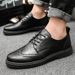 Euro Step New British Style Casual Leather For Men Business Formal Groomsmen Black Wedding Shoes Korean Brogue Pattern_vogvips.com