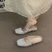 French Style High-End Silver Closed-Toe Mules Women's Shoes Outdoor Wear 2025 New Spring Summer Gentle Mary Jane Flats_vogvips.com