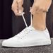 Hollow Men's Cowhide Flat Baseplate Shoes Men's Breathable Casual Shoes Men's Shoes_vogvips.com