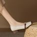 Soft-soled Women's Shoes, Light-mouth Single Shoes, One-pedal Color Matching Round Head Low-heeled Work Small Leather Shoes_vogvips.com
