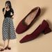1509 Straight Grain Square Toe Princess Chunky Single Women Summer Mid Heel 4cm Breathable Knitted Large Size Soft Sole_vogvips.com