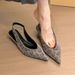 Women's French-Inspired Pointed Toe Block Heel Sandals - Elegant Open Back Mules In Black, Beige, Silver, And Leopard Print Pointed Toe Shoes._vogvips.com