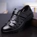 New Men's Genuine Leather Sandals, Hollowed-out, Breathable, Non-slip, Wear-resistant, Casual Korean Style, Suitable For_vogvips.com