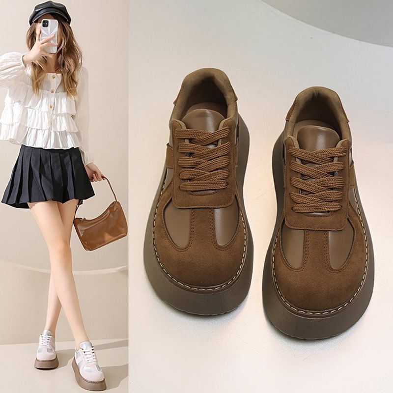 Stomp Feeling Flat Casual Leather Surface Waterproof Non-slip Forrest Gump Long Stand Not Tired Work Women's_vogvips.com