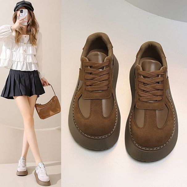 Stomp Feeling Flat Casual Leather Surface Waterproof Non-slip Forrest Gump Long Stand Not Tired Work Women's_vogvips.com