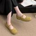 Shallow Mouth Red Single For Women Spring And Autumn New French Style Gentle Fairy Suede Mary Jane Shoes Flat Loafers_vogvips.com