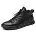 First Layer Cowhide High-top Velvet Thermal Casual Leather Shoes Men's Shoes Men's Mid-top Board Shoes Cotton Shoes Martin Boots_vogvips.com