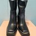 26ss New Miu Style High-End Square-Toed Ankle For Women Summer Thick Heel Genuine Leather Black Women's 's_vogvips.com