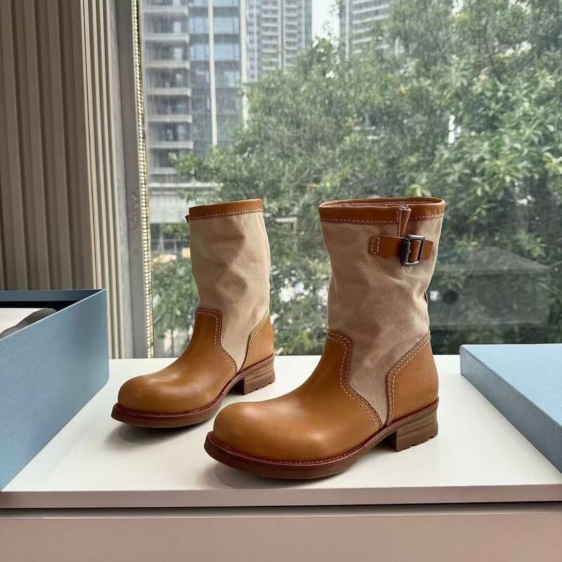 Fabric Patchwork Version~Sweet And Cool Style Summer Yellow Workwear Martin Women's Western Cowboy Motorcycle Short Designer New Luxury_vogvips.com