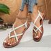New Summer Woven Roman For Women, Flat Thong Beach Shoes, Simple And Fashionable Vacation Style Casual Sandals_vogvips.com