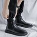 European Warm Series 2025 Spring New Slip-On British Style Mid-Top Thick-Soled Men's Black Round-Toe Martin Boots 86270-R Batch_vogvips.com