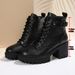 Women's British Style High Heeled Fashion Boots Side Zipper Platform Chunky Heel Plus Size Belt Buckle Martin Boots Autumn_vogvips.com