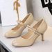 6682-6 High Heels For Women, Stiletto, Round Toe, Shallow Mouth, Double Buckle Strap, Gentle JK Style, Paired With_vogvips.com