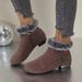 2024 Autumn Winter Short Boots With Thick Fleece-Lined Cotton Shoes, Fashionable Round Toe Flat Heels, Plus Size Women's_vogvips.com