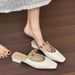 Satin New Backless Square Mules Closed Toe Sandals Women Summer Outdoor Chunky Heel Half Slippers_vogvips.com