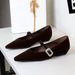 3686-K208 French-style Velvet Pointed-toe Shallow Wedge Shoes With A Beautiful Rhinestone Buckle For Women_vogvips.com