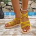 Women's Fashion Trend College Style Holiday Style Soft Bottom Solid Color Strappy Flat Sandals_vogvips.com
