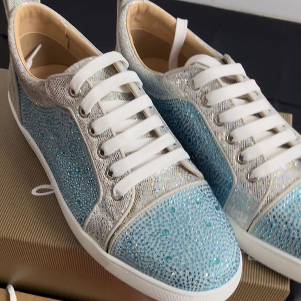 European Trendy Hot-selling Rhinestone New Versatile Men's Shoes With Red Soles, Couple's Fashion Casual Sneakers, CL_vogvips.com