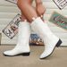Autumn And Winter New Large Knight Boots Women's Pointed Square Heel Embroidered_vogvips.com