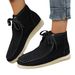 Plus Size Women's 2024 Autumn Winter New Round Toe Front Lace-up Platform Sole Fashion Short Boots For Women_vogvips.com