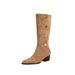 Western Cowboy For Women, Slouch 2024 New Autumn Single Pointed Toe Long Boots, Mid-Calf Chunky Heel Riding Boots_vogvips.com