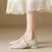 Women's Single-strap Pearl-decorated 2026 Four-season Model, Square-toed Soft Leather Chunky Heel Shoes, Fashionable And_vogvips.com