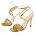 Cross-border Hollow Woven Strap Women, New Foreign Trade Model For Summer, Large Size, Square Open Toe, Stiletto Heel_vogvips.com