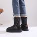 Genuine Leather Snow Boots For Women, High Tube, New Winter Style, Fleece Lined, Thickened, Warm, Mid-Calf, Non-Slip,_vogvips.com