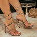 Sexy High Heel Snake Print Strappy Sandals For Women - Fashionable Square Toe Party Shoes With Buckle Closure (Available In EU Sizes 36-42)"_vogvips.com