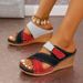 Large Size Wedge Slippers Women, Summer 2025 New Fashion Cross Strap Color Blocked Sandals For Women_vogvips.com
