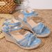 Summer Women's Plus Size Wedge Sandals Fashion Platform High Heel European American Style Straw Denim_vogvips.com