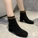 Plu Size Martin For Women, Britih Style, New Autumn Winter Sock High Heel, Elatic Boot, Chunky Heel Slim Short_vogvips.com