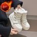 Northeast Snow For Women 2025 New Winter Fleece-Lined Thickened Warm Cotton Thick-Soled White Shoes Black Short Boots_vogvips.com