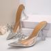Cross-border Rhinestone Bow High-heeled Slip-on For Women, Foreign Trade Crystal Heel Pointed Toe PVC Open-toe Fashion_vogvips.com