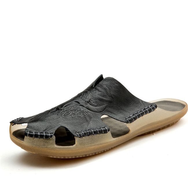 MIXIDELAI New Quality Leather Non-Slip Beach Sandals Comfortable Summer Shoes Slippers Classics Men Flip Flops_vogvips.com