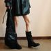 Women’s Shoes Mid Calf Boots With Round Head And Large Tube CircumferenceThick Heels Pleated Pile Boots_vogvips.com