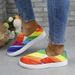 Women's For Spring Autumn 2025, New Casual And Versatile Oversized Canvas Shoes, Loafers, Flat Bottomed Color Blocked_vogvips.com