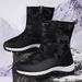 New Long Tube Cotton For Women Winter Warm Fleece Thick Leather Snow Boots Plus Size Women's Casual Shoes_vogvips.com