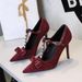 1826-H83 European And American Style Banquet Bowknot Studded Pointed High-heeled Shoes, Suede T-strap Sexy Women's Shoes_vogvips.com