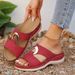 New Large Summer Slope Heel Cross Solid Color Car Seam Thick Bottom Middle Aged Mom Shoes_vogvips.com