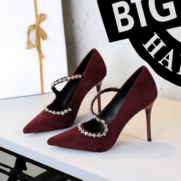 Women's Elegant Pointed Toe High Heels With Rhinestone Strap - Ultra High Stiletto Dress Pumps For Parties & Evening Events Sexy Women's Shoes_vogvips.com