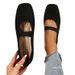 New Oversized Hollow Fly Woven Flat Sole Single Shoe For Women, Breathable Sleeve Feet, All Season Square Toe Work Shoes_vogvips.com