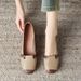 Soft-soled Women's Shoes, Light-mouth Single Shoes, One-pedal Color Matching Round Head Low-heeled Work Small Leather Shoes_vogvips.com