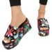 23 Summer New Round Toe Wedge One Line Classic Embroidery Women's Large Medium Heel Sandal Slippers_vogvips.com