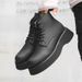 Vintage Men's Martin Boots Medium Boots Black Tooling Chelsea Men's Boots_vogvips.com